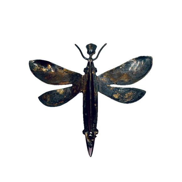 Vintage Jolle Sterling Dragonfly Brooch Pin Rhinestone Head / Purple Body - Picture 4 of 10